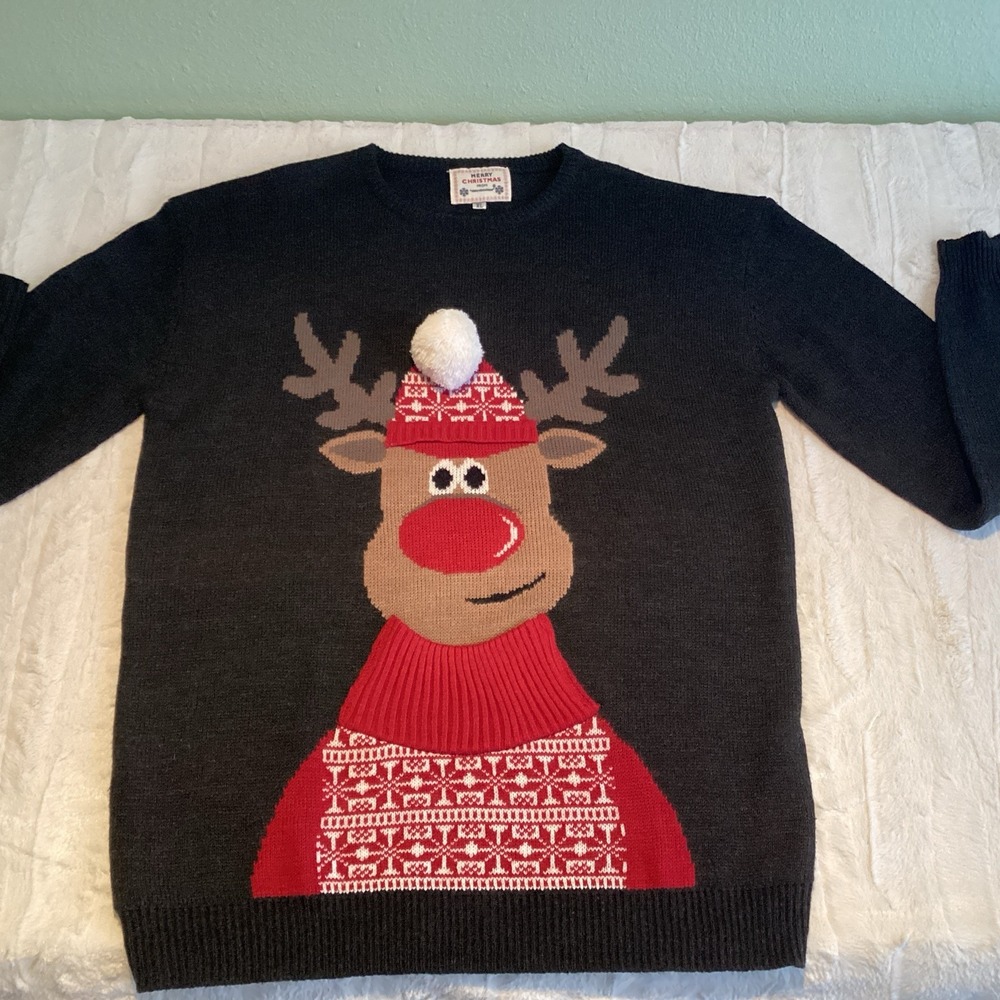 Daisy Boutique Ugly Christmas Sweater Reindeer Men's Size XL